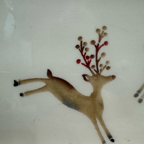 CHRISTMAS HOLIDAY PAINTED REINDEER PLATTER WINTER COOKIES SERVEWARE - Picture 4 of 8